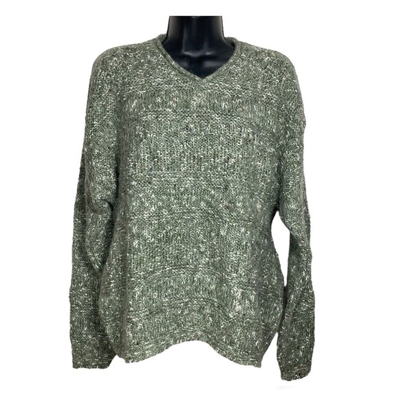 Alps Fine Womens Apparel Sweater XL V-Neck Wool Mohair Green Knit Vintage USA - Picture 1 of 9